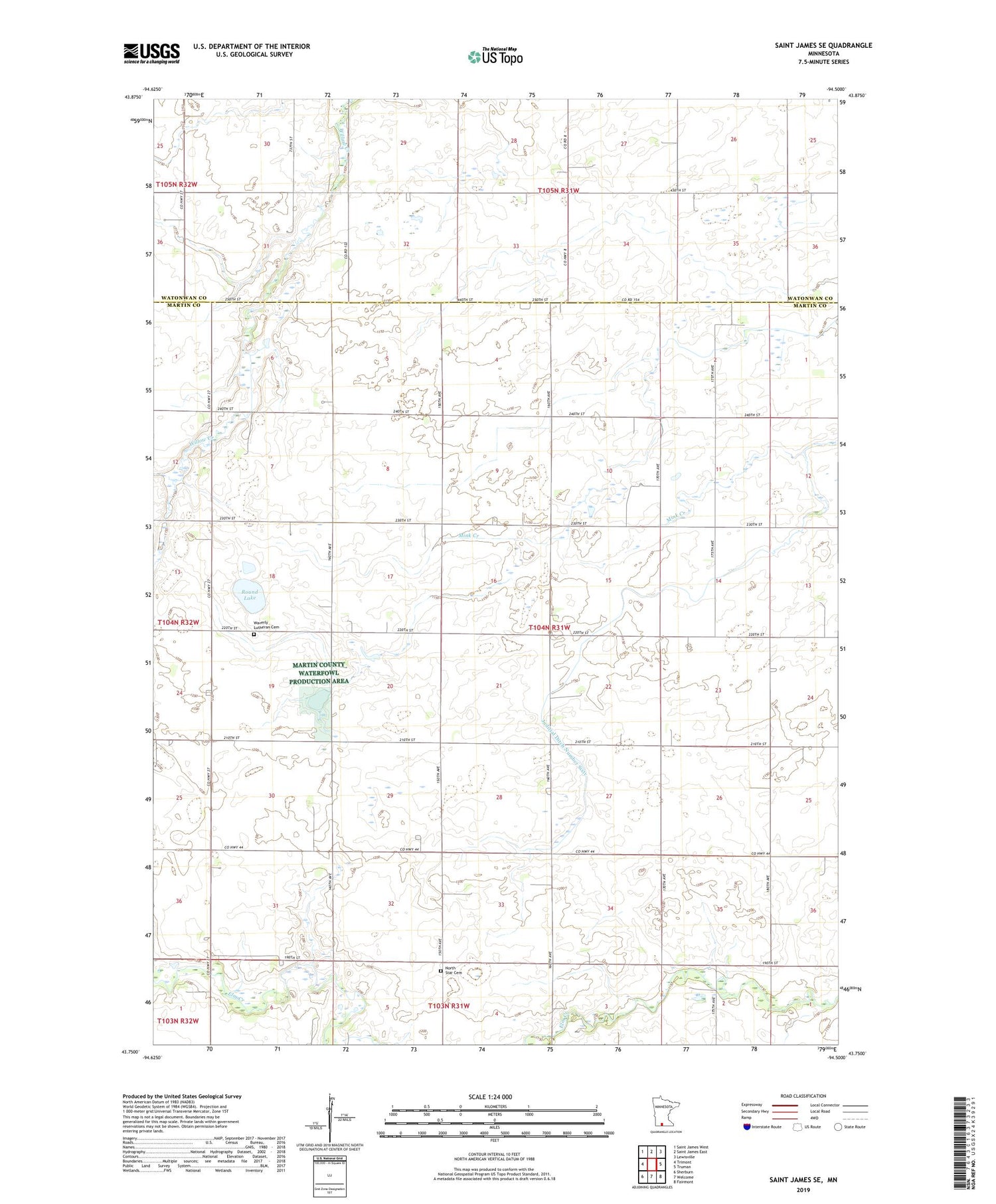 Saint James SE Minnesota US Topo Map Image