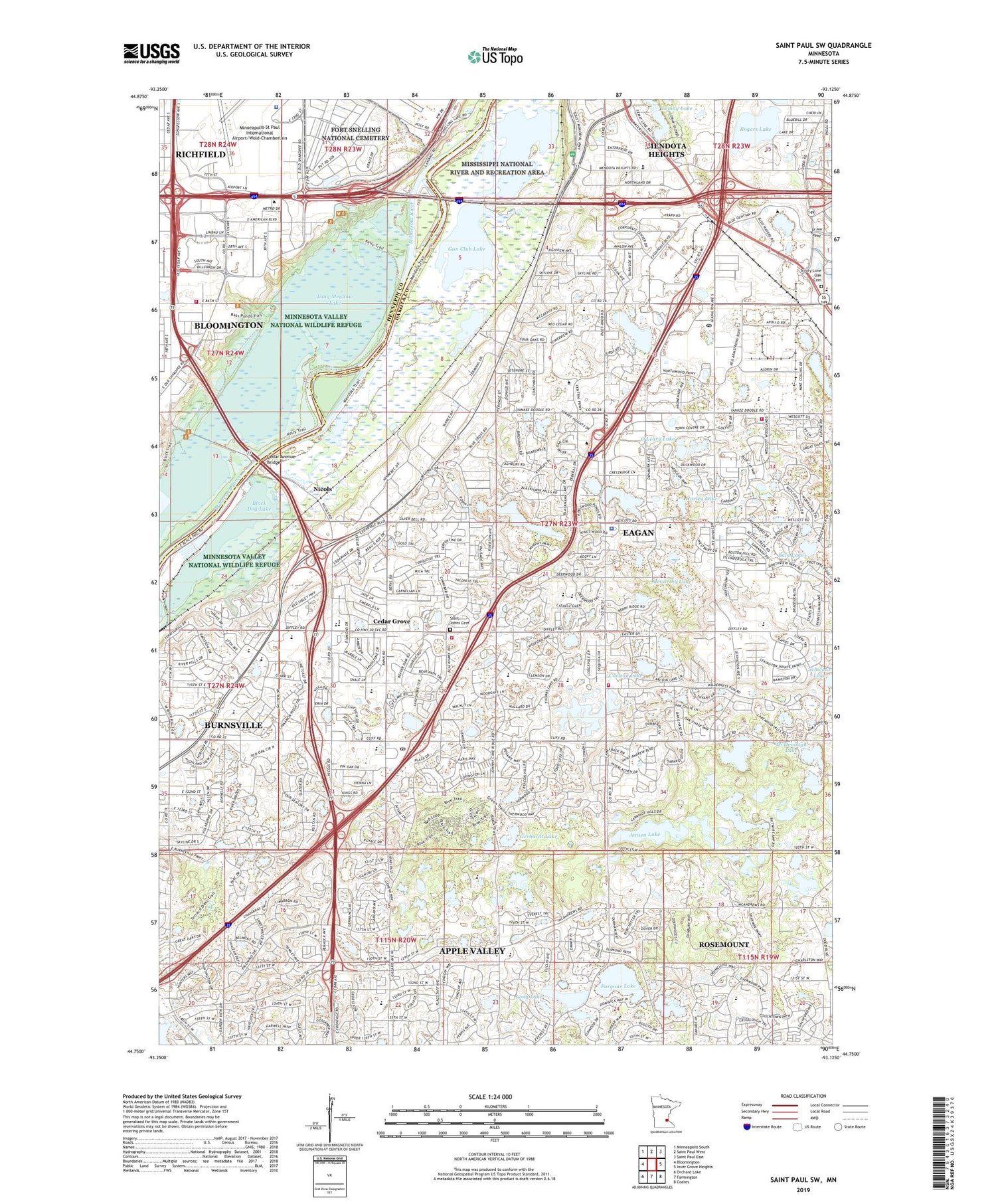 Saint Paul SW Minnesota US Topo Map Image