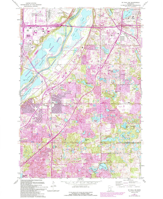 Classic USGS Saint Paul SW Minnesota 7.5'x7.5' Topo Map Image