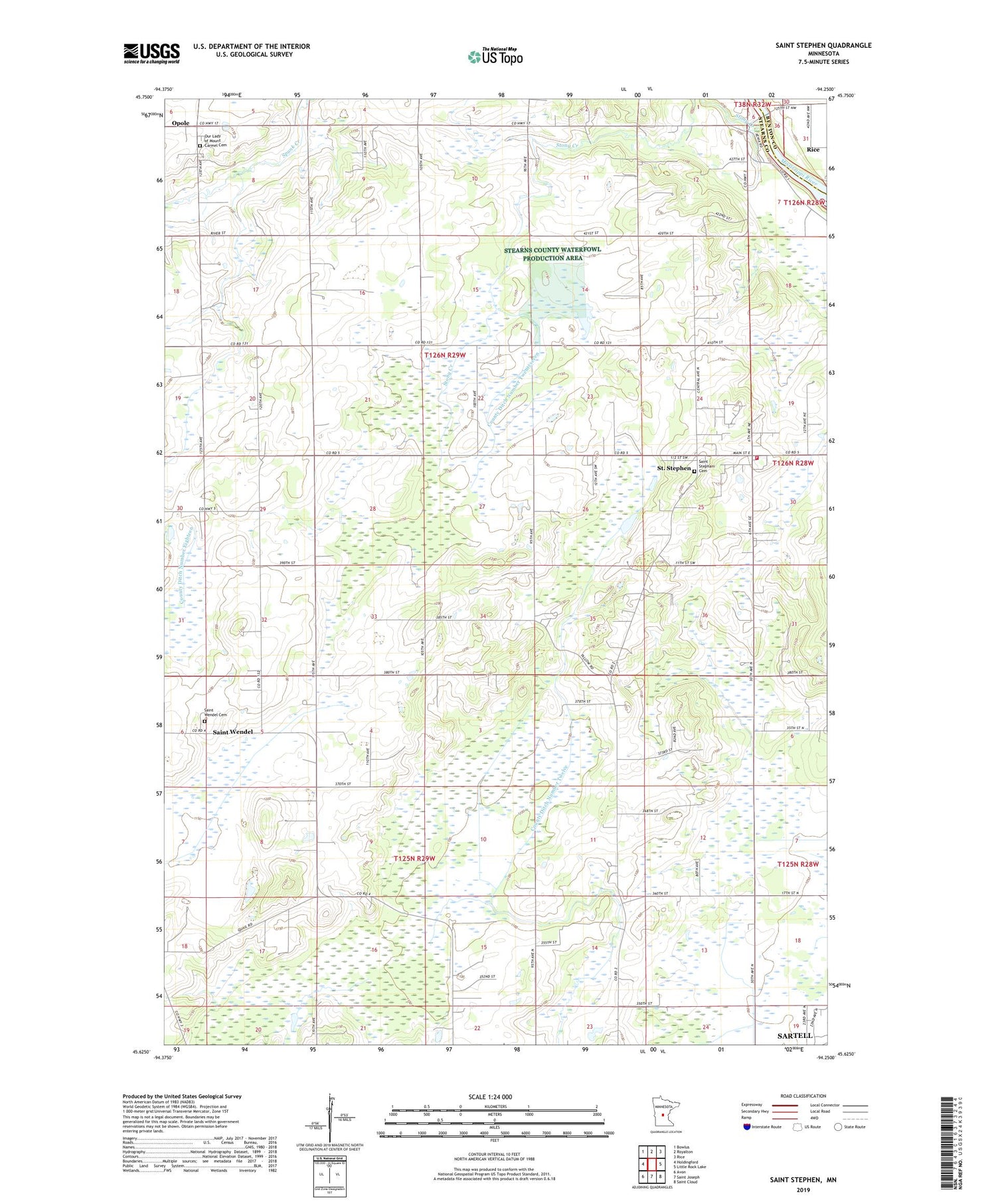 Saint Stephen Minnesota US Topo Map Image