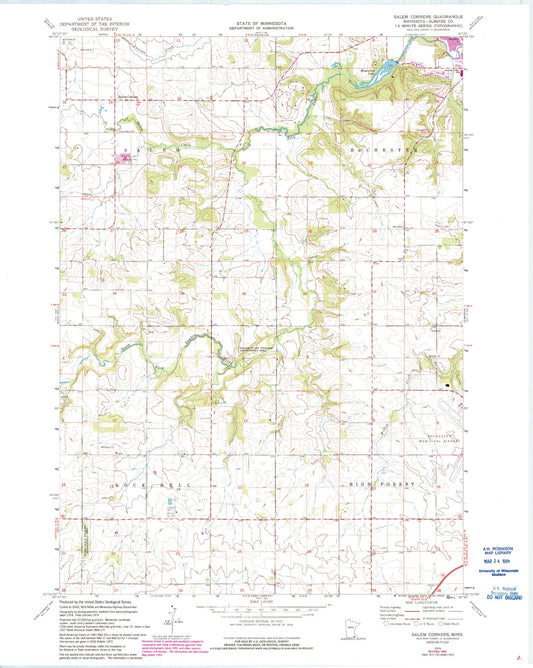 Classic USGS Salem Corners Minnesota 7.5'x7.5' Topo Map Image