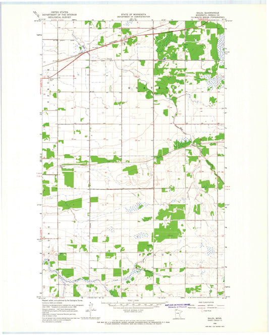 Classic USGS Salol Minnesota 7.5'x7.5' Topo Map Image