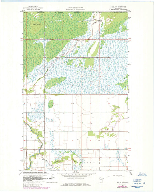 Classic USGS Salol NW Minnesota 7.5'x7.5' Topo Map Image