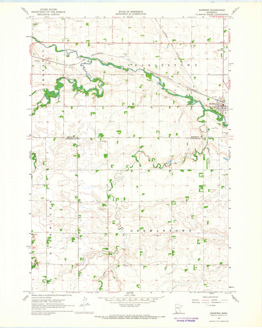 Classic USGS Sanborn Minnesota 7.5'x7.5' Topo Map Image