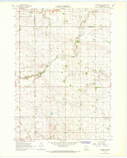Classic USGS Sanborn SE Minnesota 7.5'x7.5' Topo Map Image