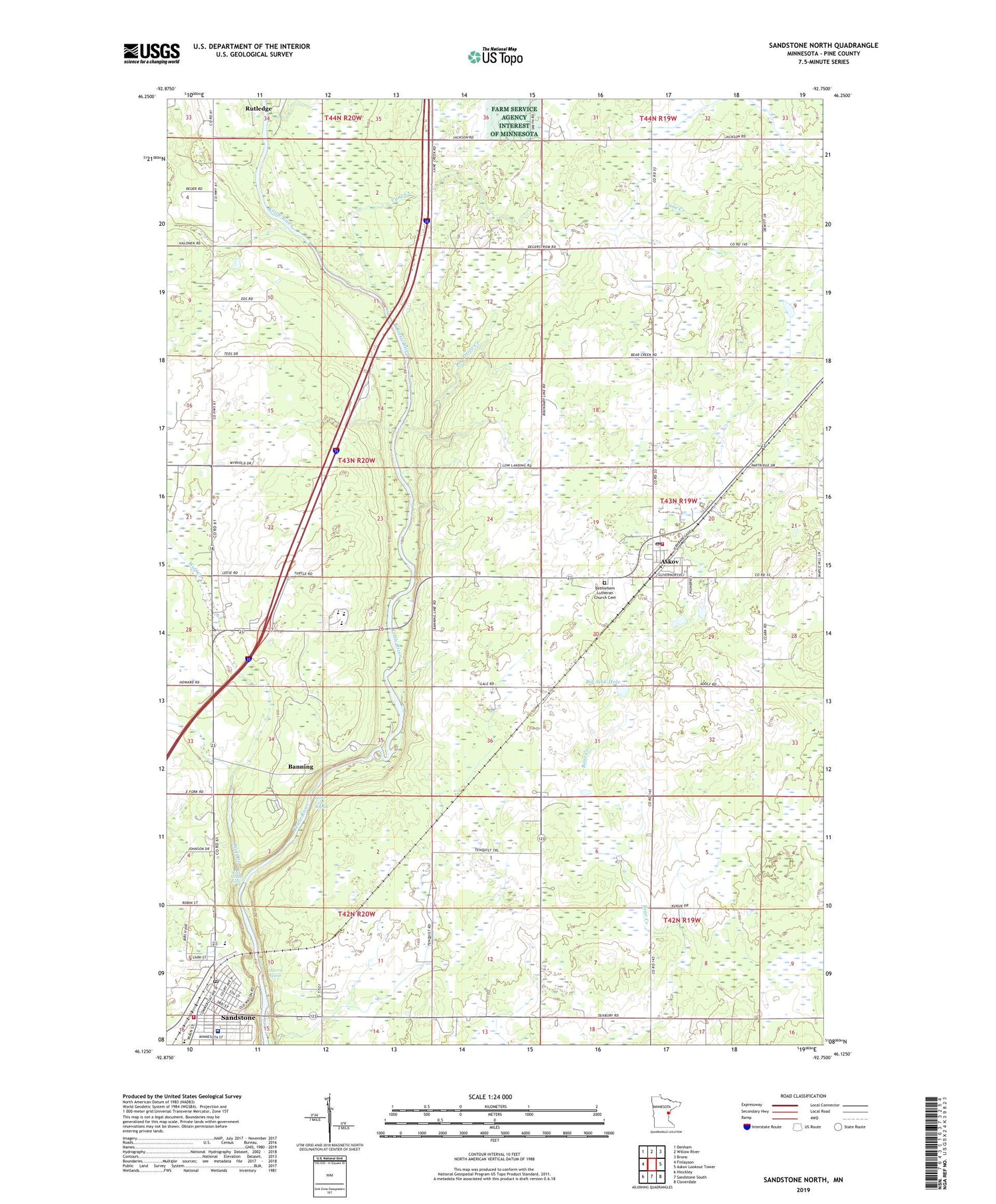 Sandstone North Minnesota US Topo Map Image