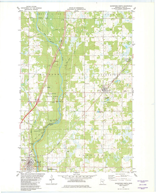 Classic USGS Sandstone North Minnesota 7.5'x7.5' Topo Map Image