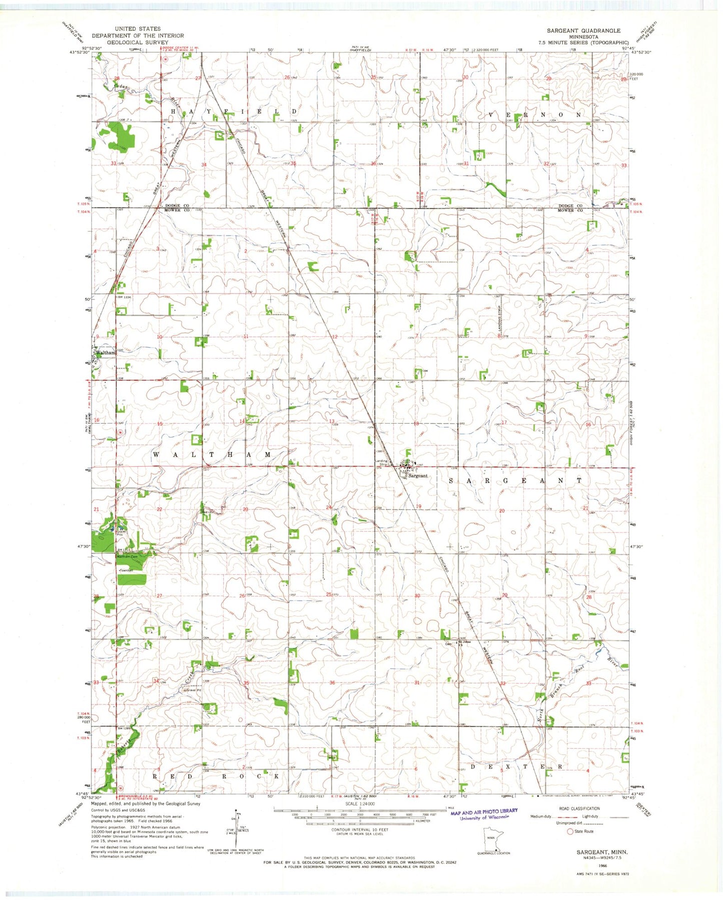Classic USGS Sargeant Minnesota 7.5'x7.5' Topo Map Image