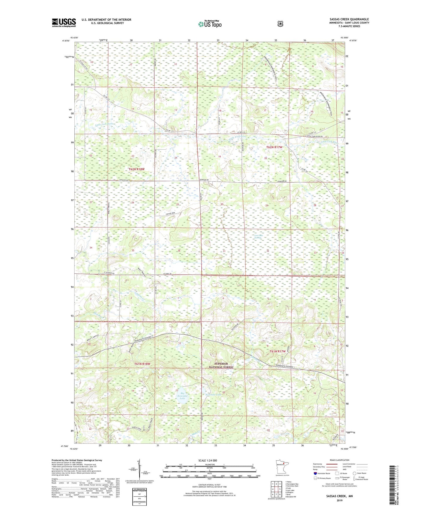 Sassas Creek Minnesota US Topo Map Image