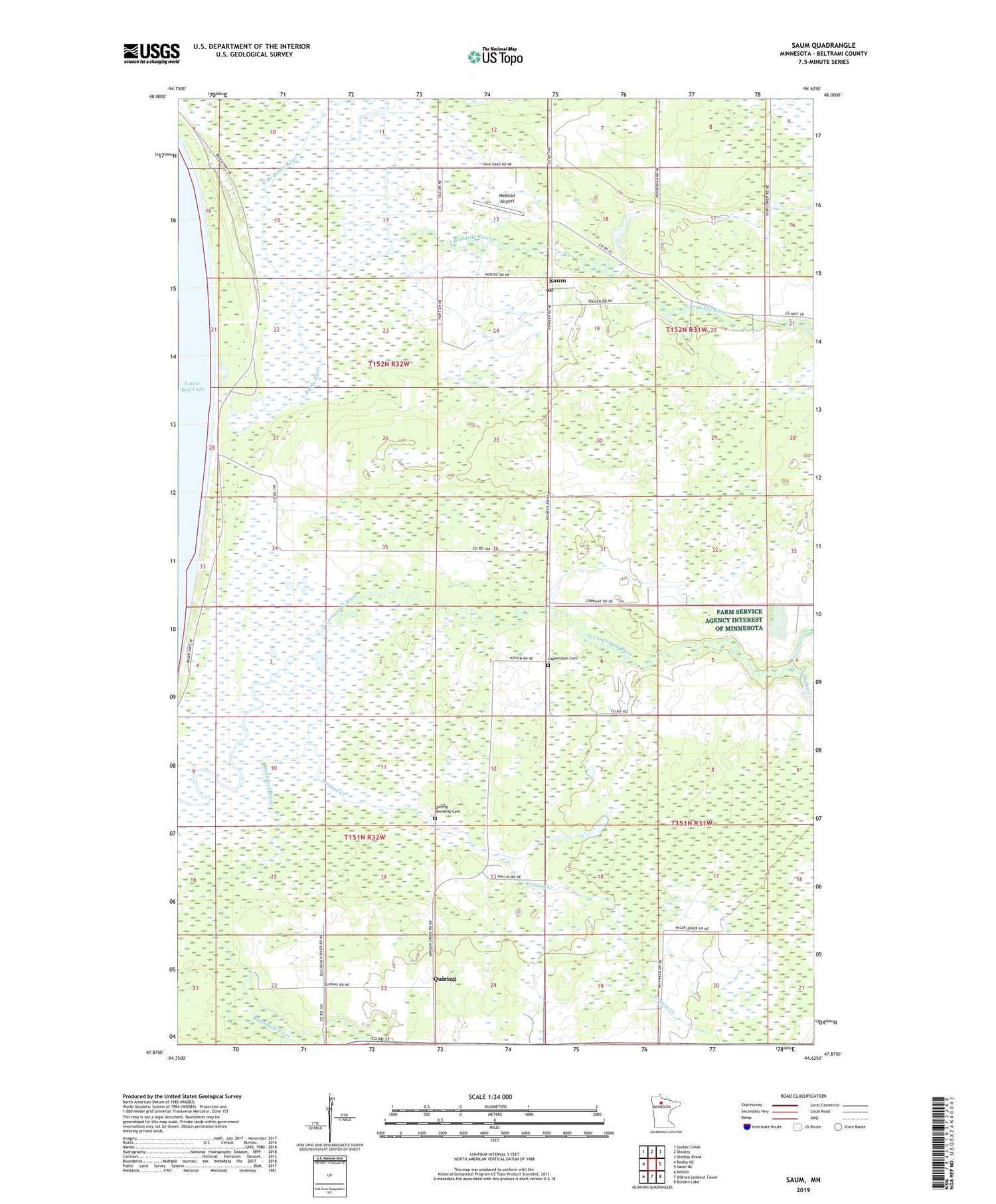 Saum Minnesota US Topo Map Image