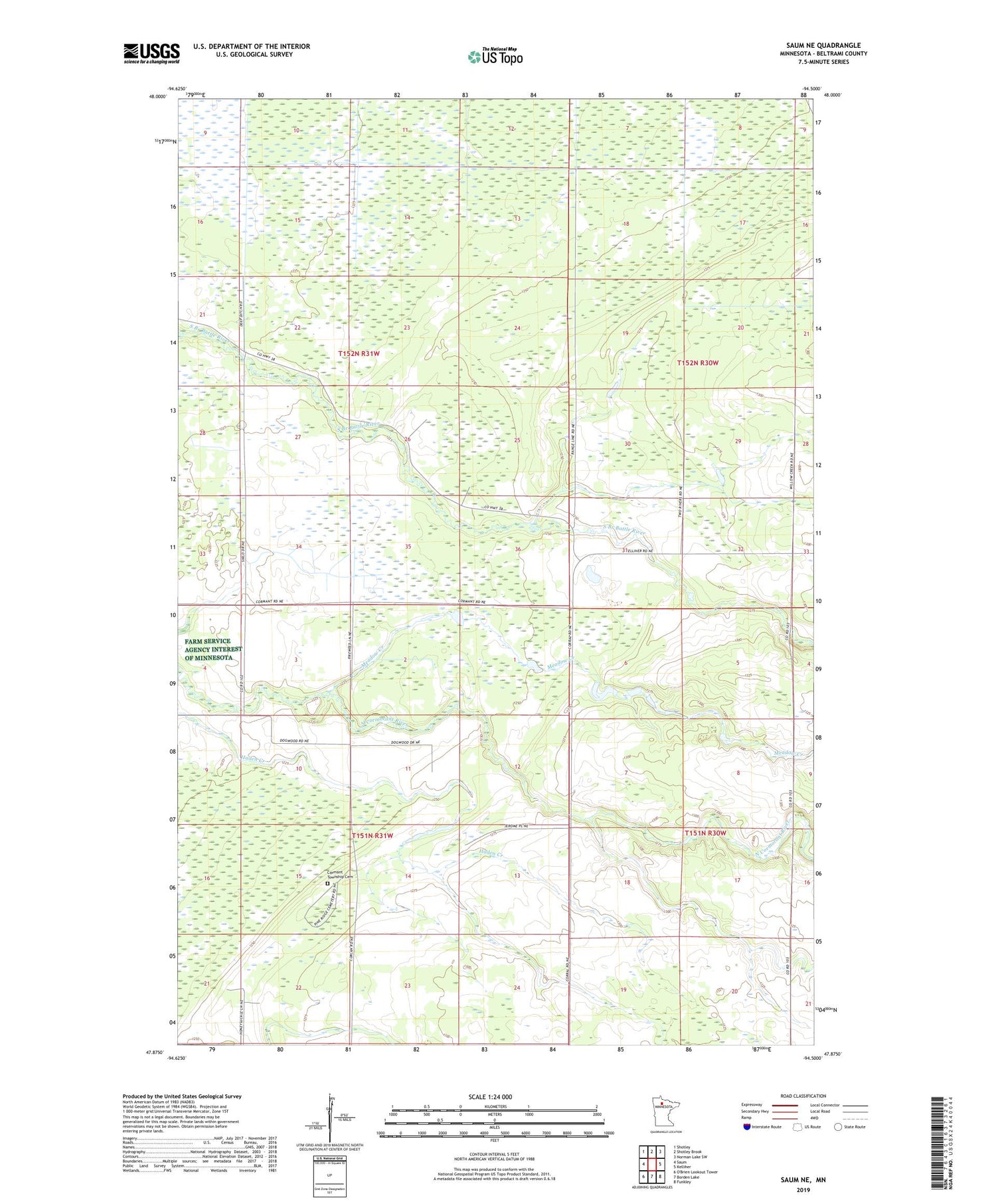 Saum NE Minnesota US Topo Map Image
