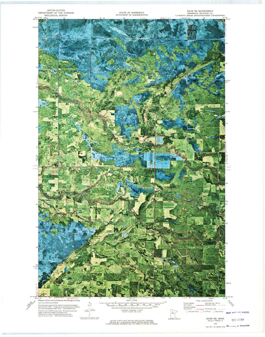 Classic USGS Saum NE Minnesota 7.5'x7.5' Topo Map Image
