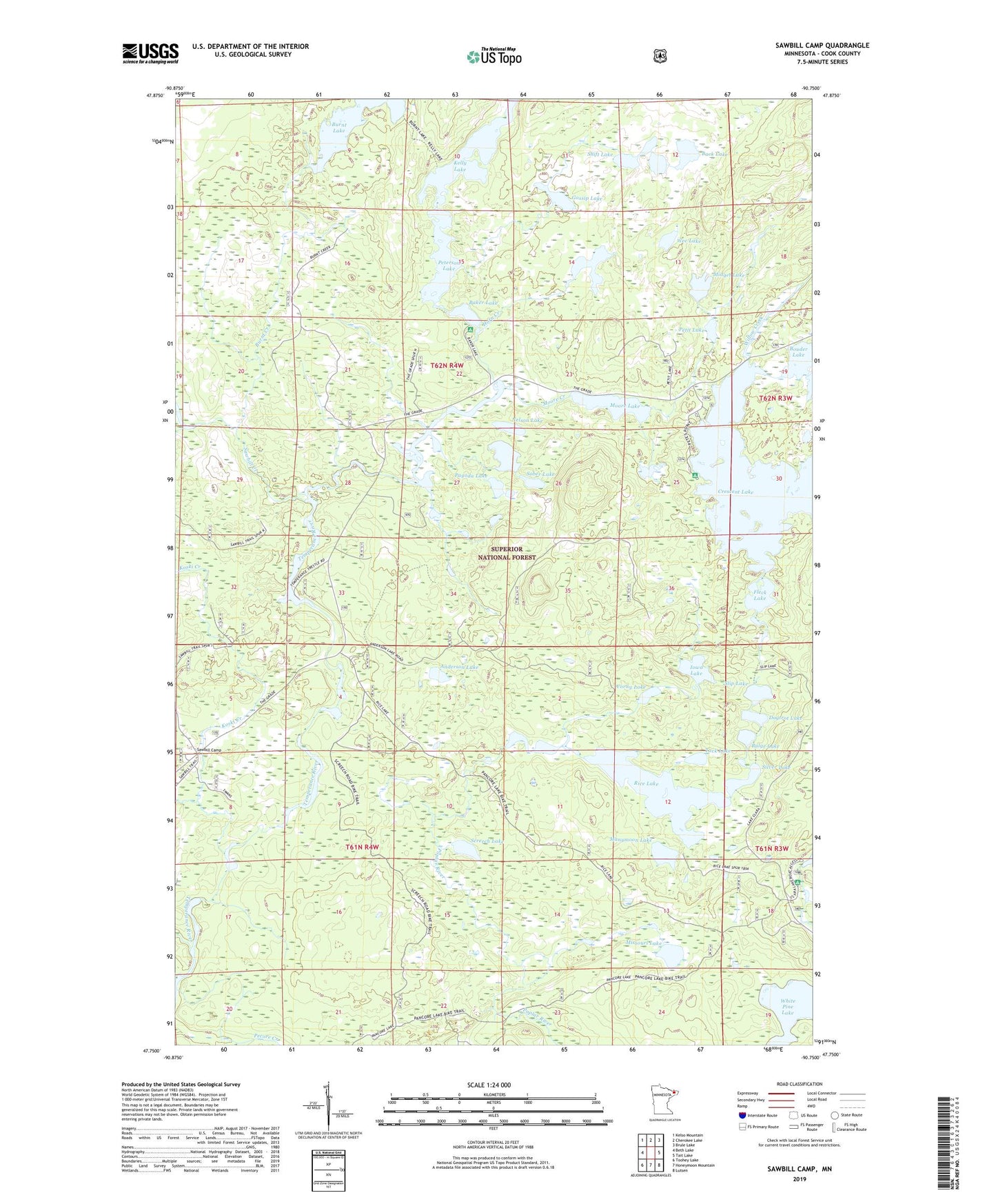 Sawbill Camp Minnesota US Topo Map Image