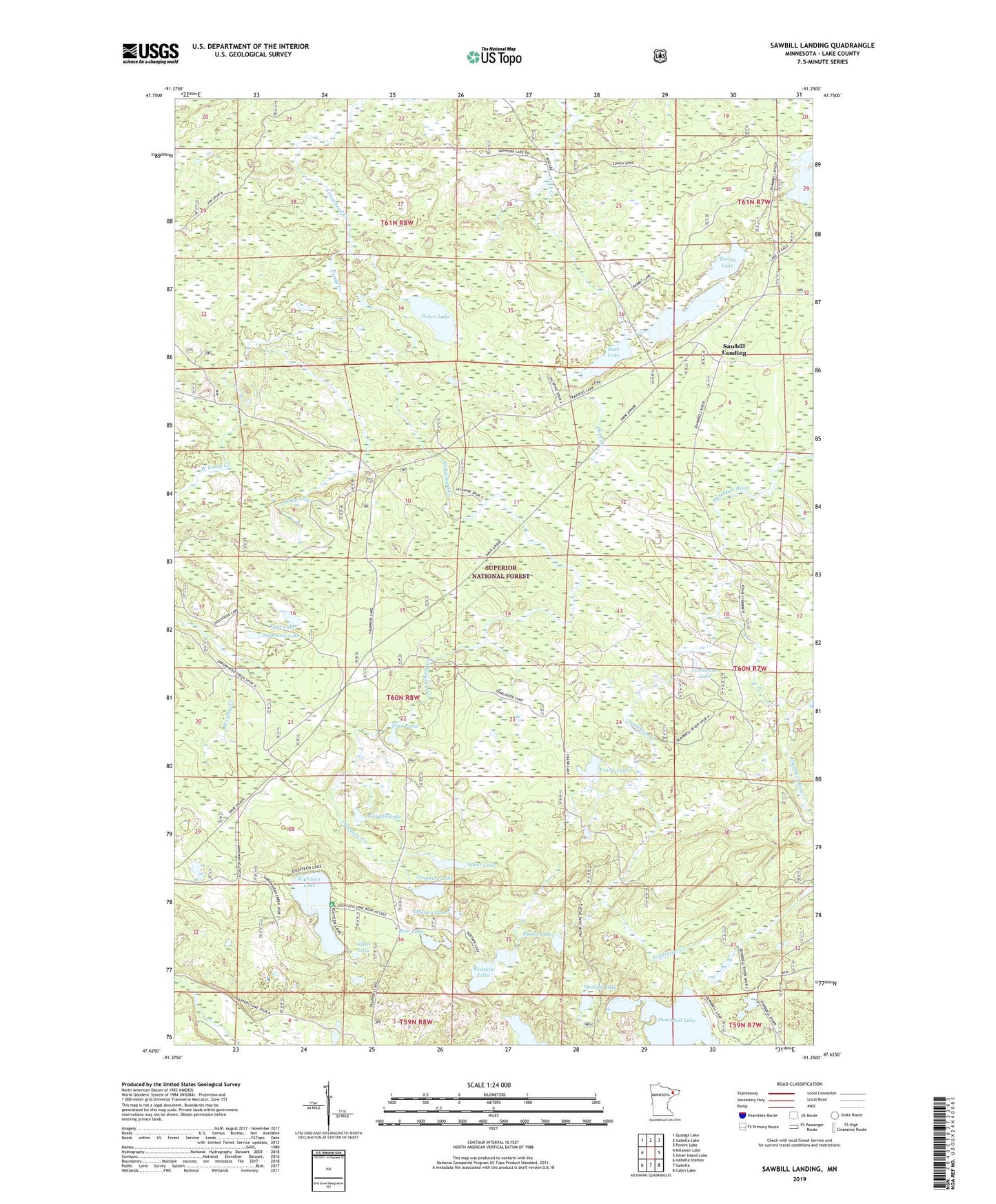 Sawbill Landing Minnesota US Topo Map Image
