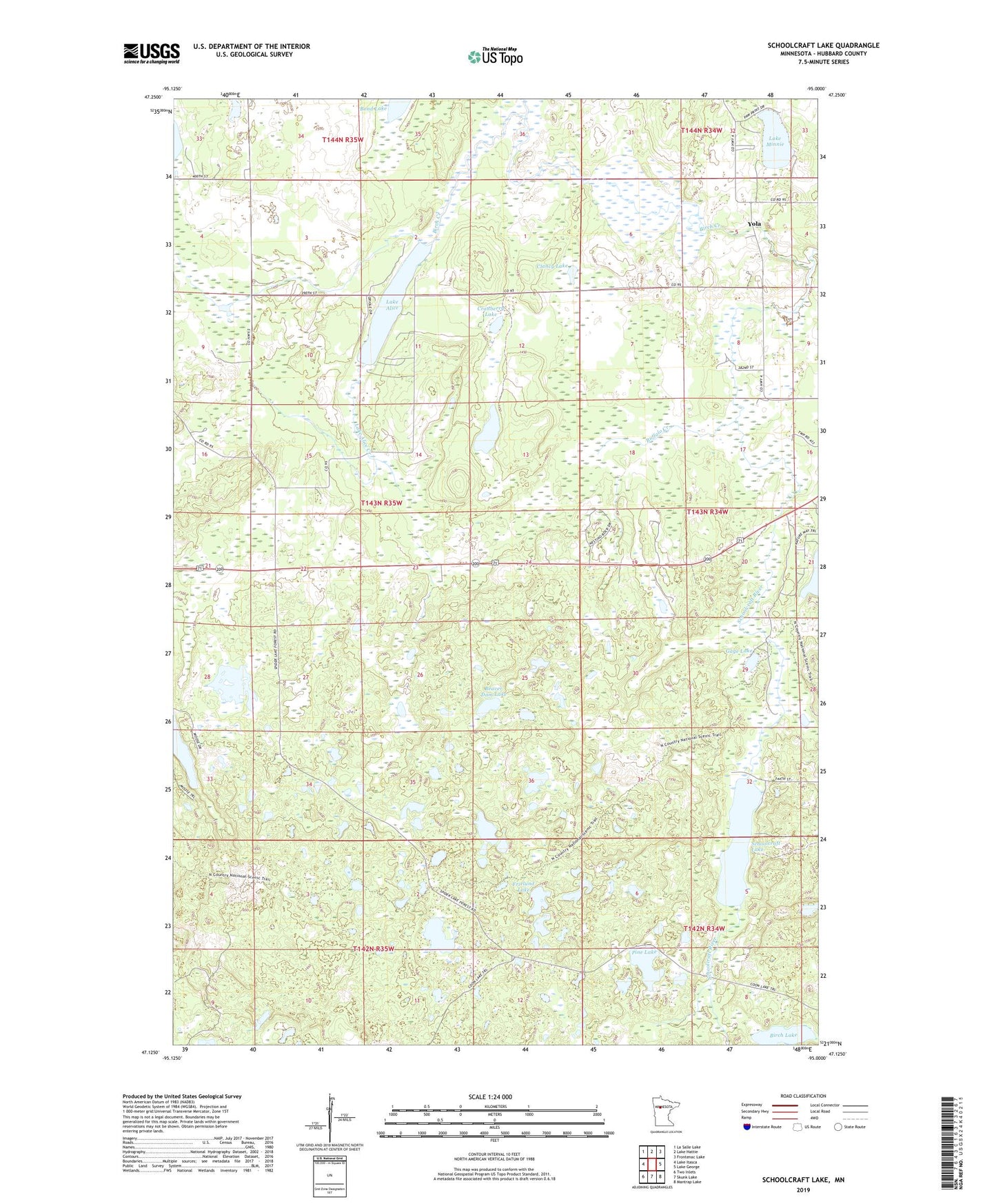 Schoolcraft Lake Minnesota US Topo Map Image