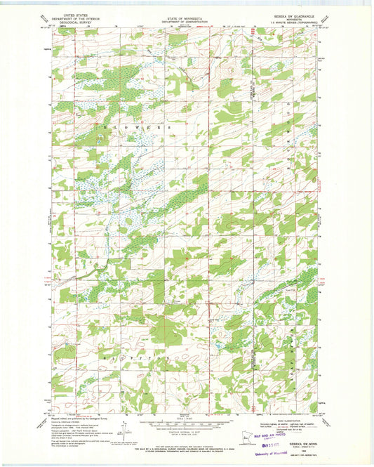 Classic USGS Sebeka SW Minnesota 7.5'x7.5' Topo Map Image