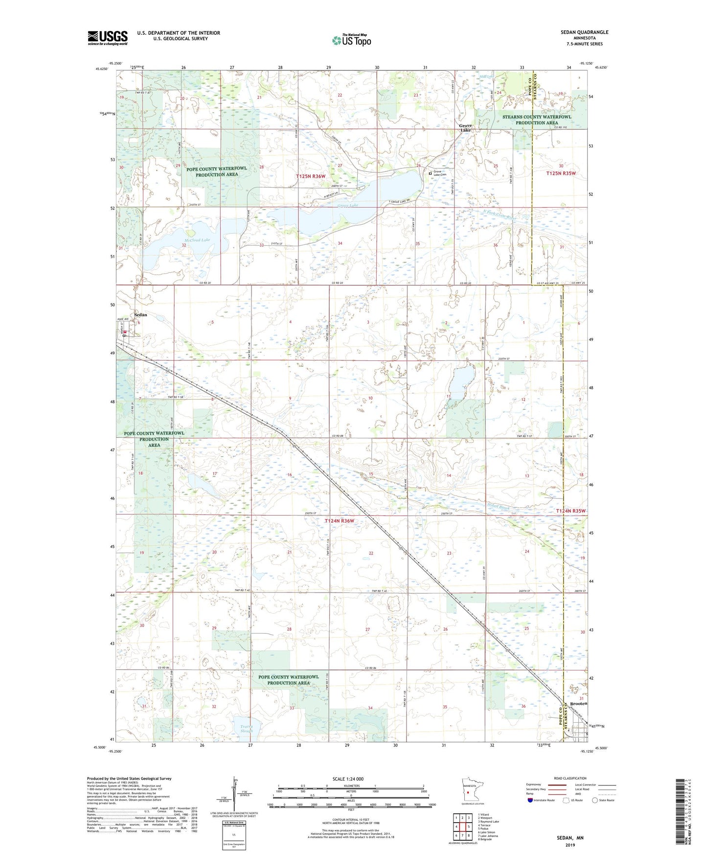 Sedan Minnesota US Topo Map Image