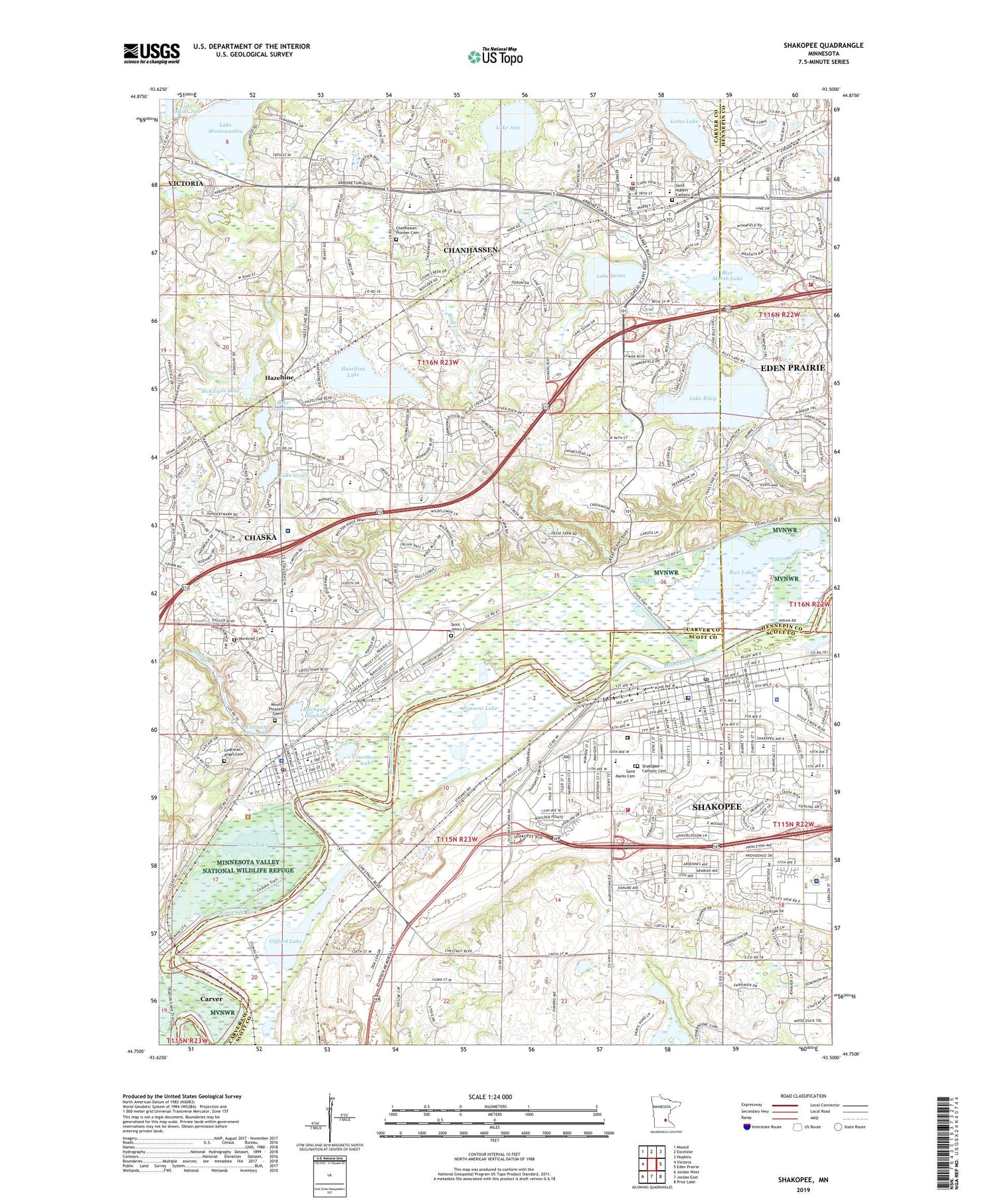 Shakopee Minnesota US Topo Map Image
