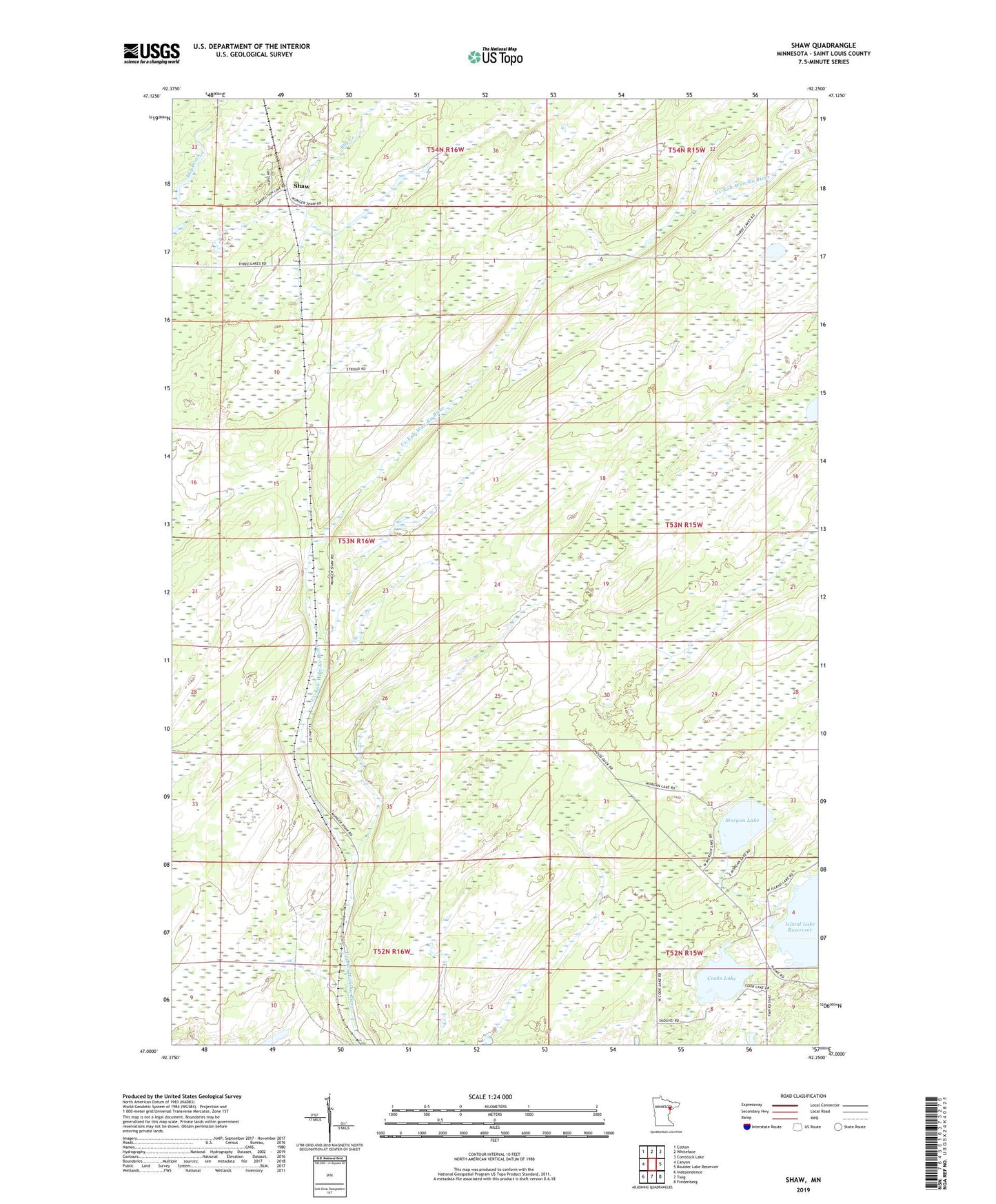 Shaw Minnesota US Topo Map Image