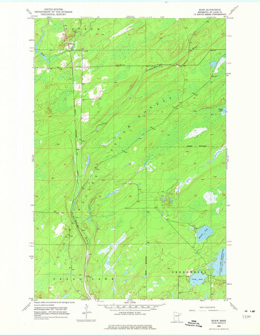 Classic USGS Shaw Minnesota 7.5'x7.5' Topo Map Image