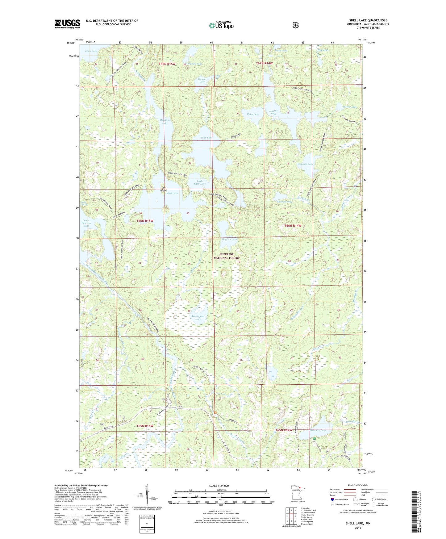 Shell Lake Minnesota US Topo Map Image