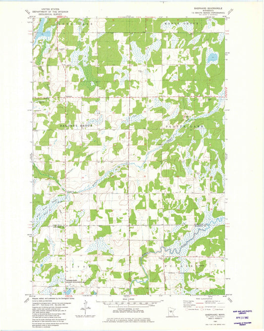Classic USGS Shephard Minnesota 7.5'x7.5' Topo Map Image