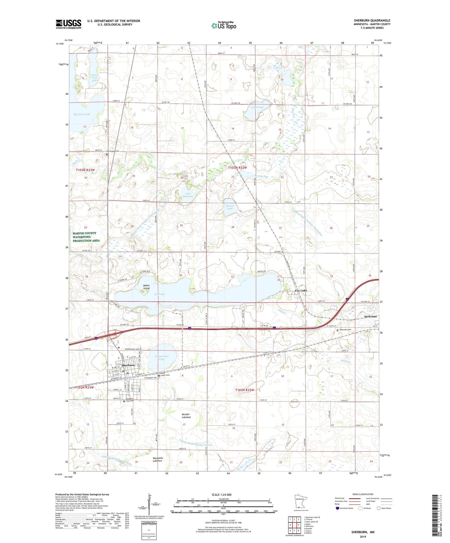 Sherburn Minnesota US Topo Map Image