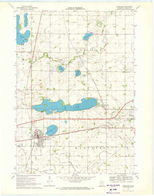 Classic USGS Sherburn Minnesota 7.5'x7.5' Topo Map Image