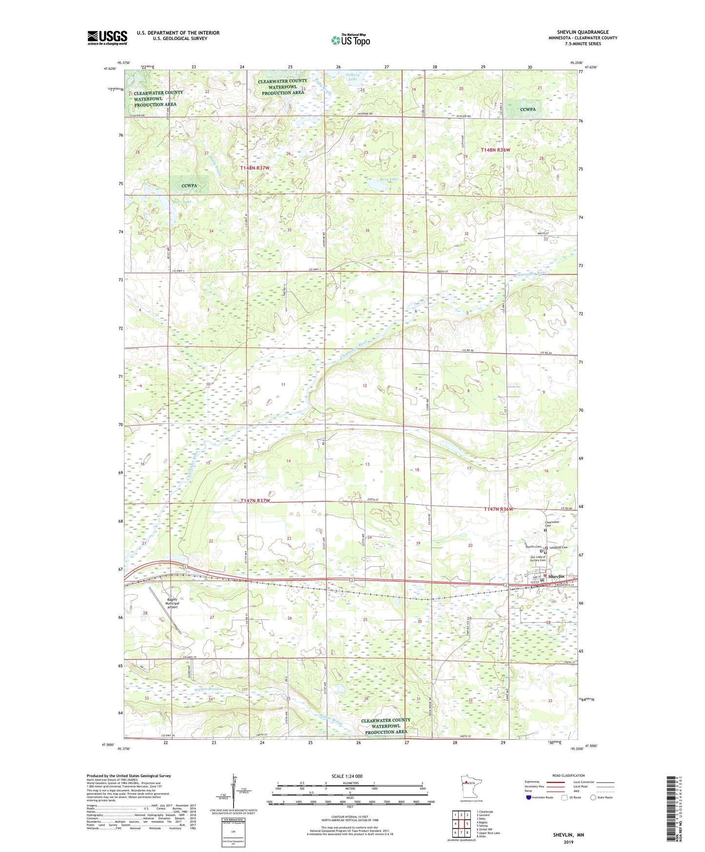 Shevlin Minnesota US Topo Map Image