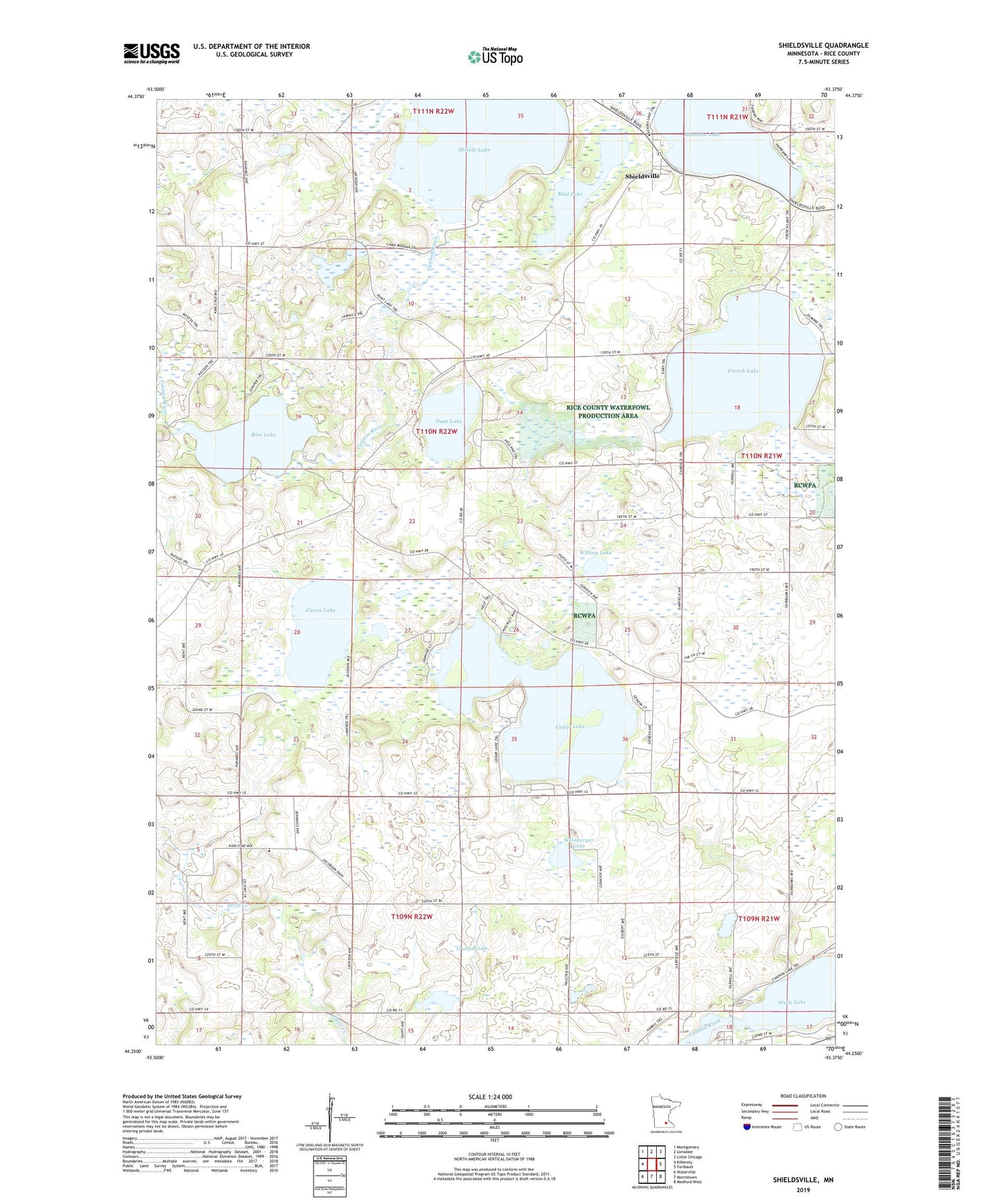 Shieldsville Minnesota US Topo Map Image