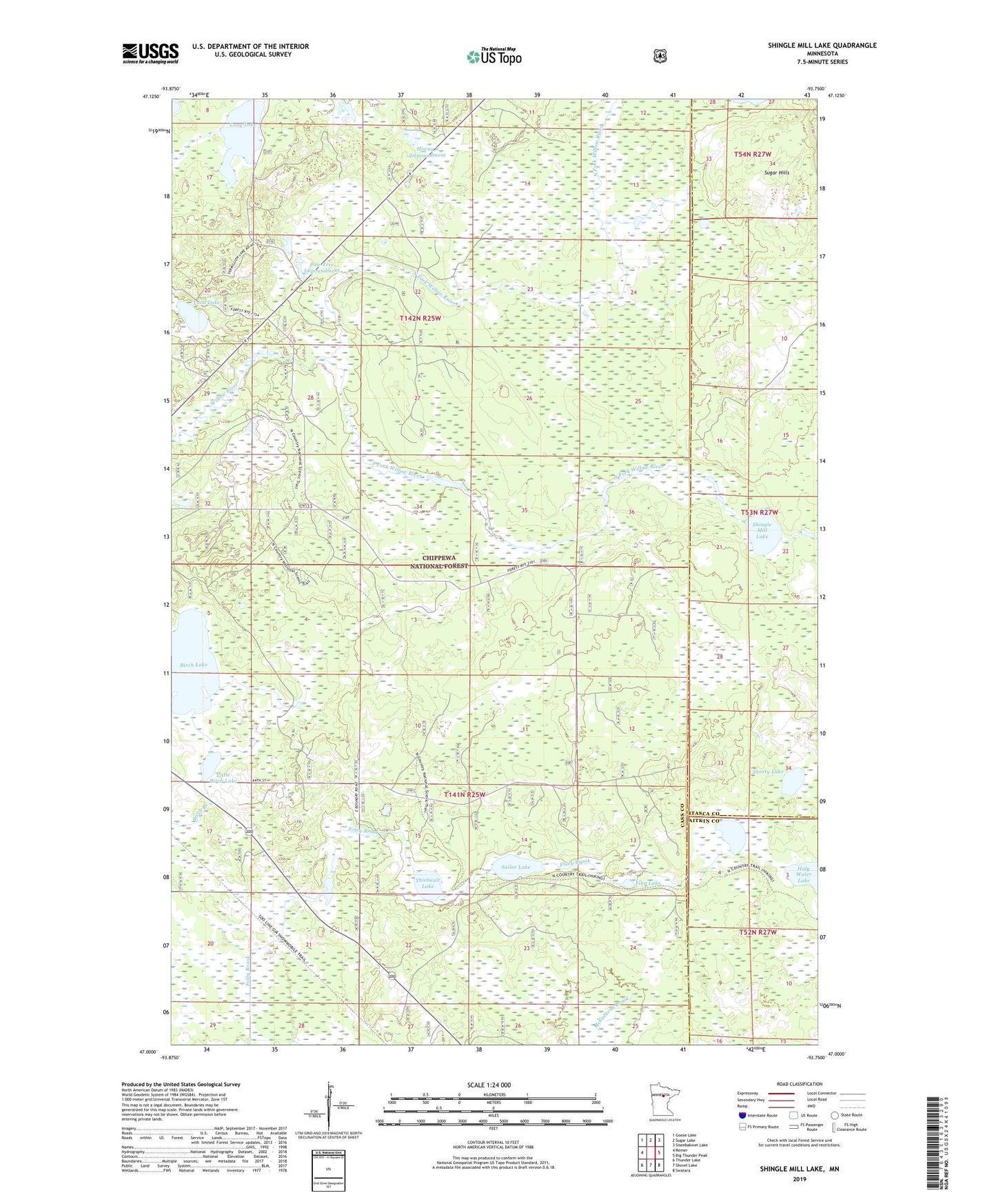Shingle Mill Lake Minnesota US Topo Map Image