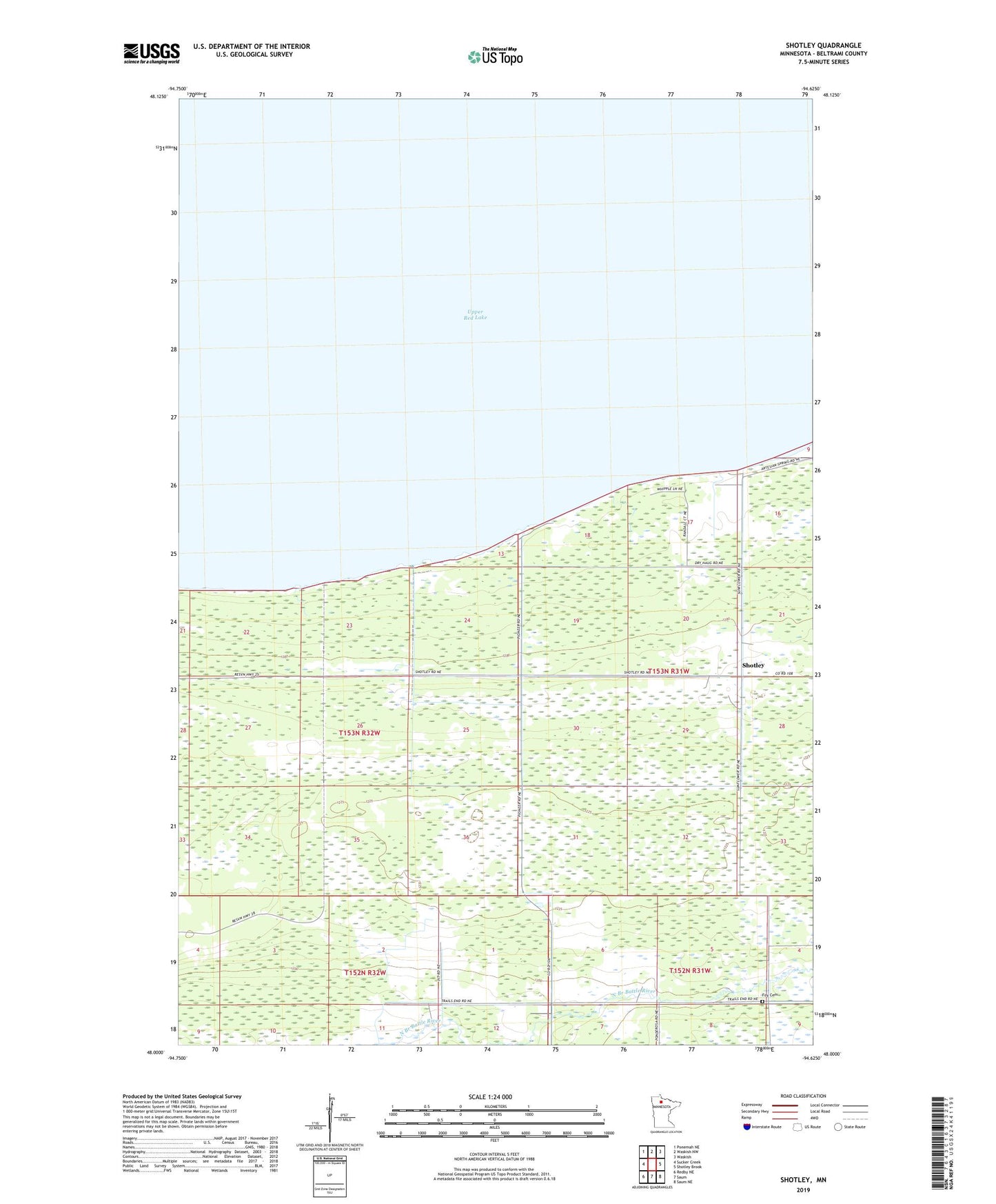 Shotley Minnesota US Topo Map Image