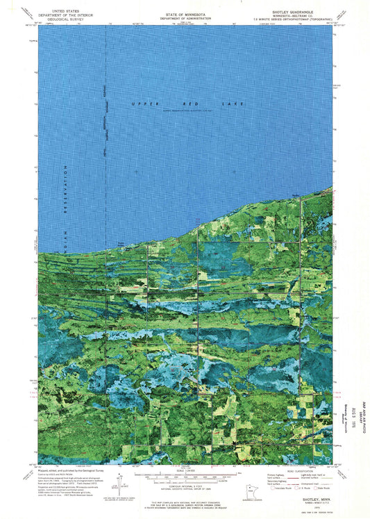 Classic USGS Shotley Minnesota 7.5'x7.5' Topo Map Image