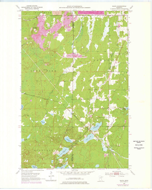 Classic USGS Silica Minnesota 7.5'x7.5' Topo Map Image