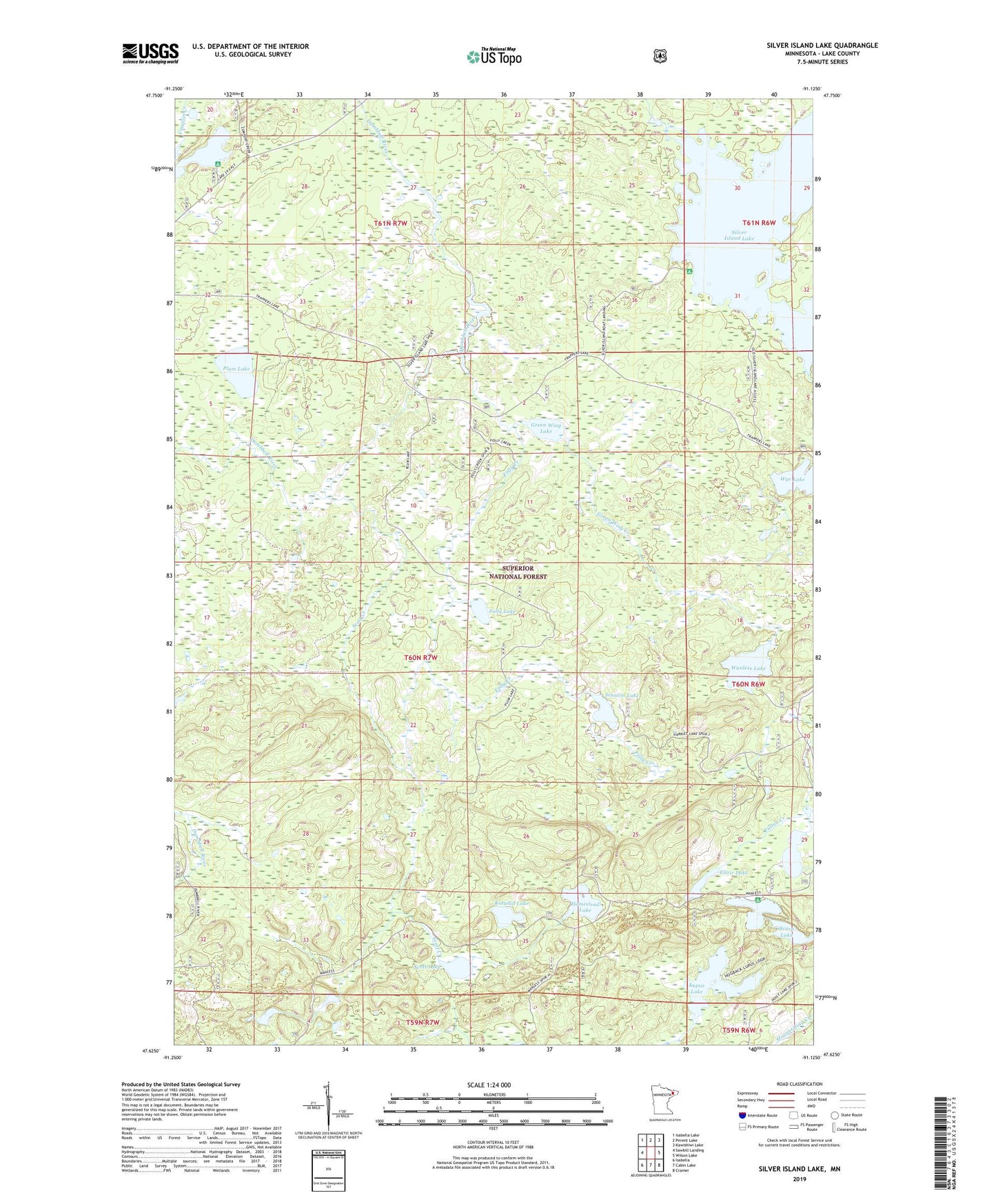 Silver Island Lake Minnesota US Topo Map Image