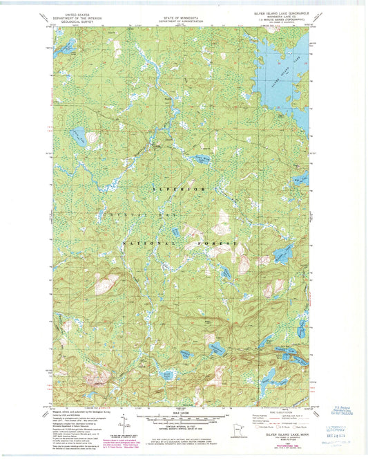 Classic USGS Silver Island Lake Minnesota 7.5'x7.5' Topo Map Image