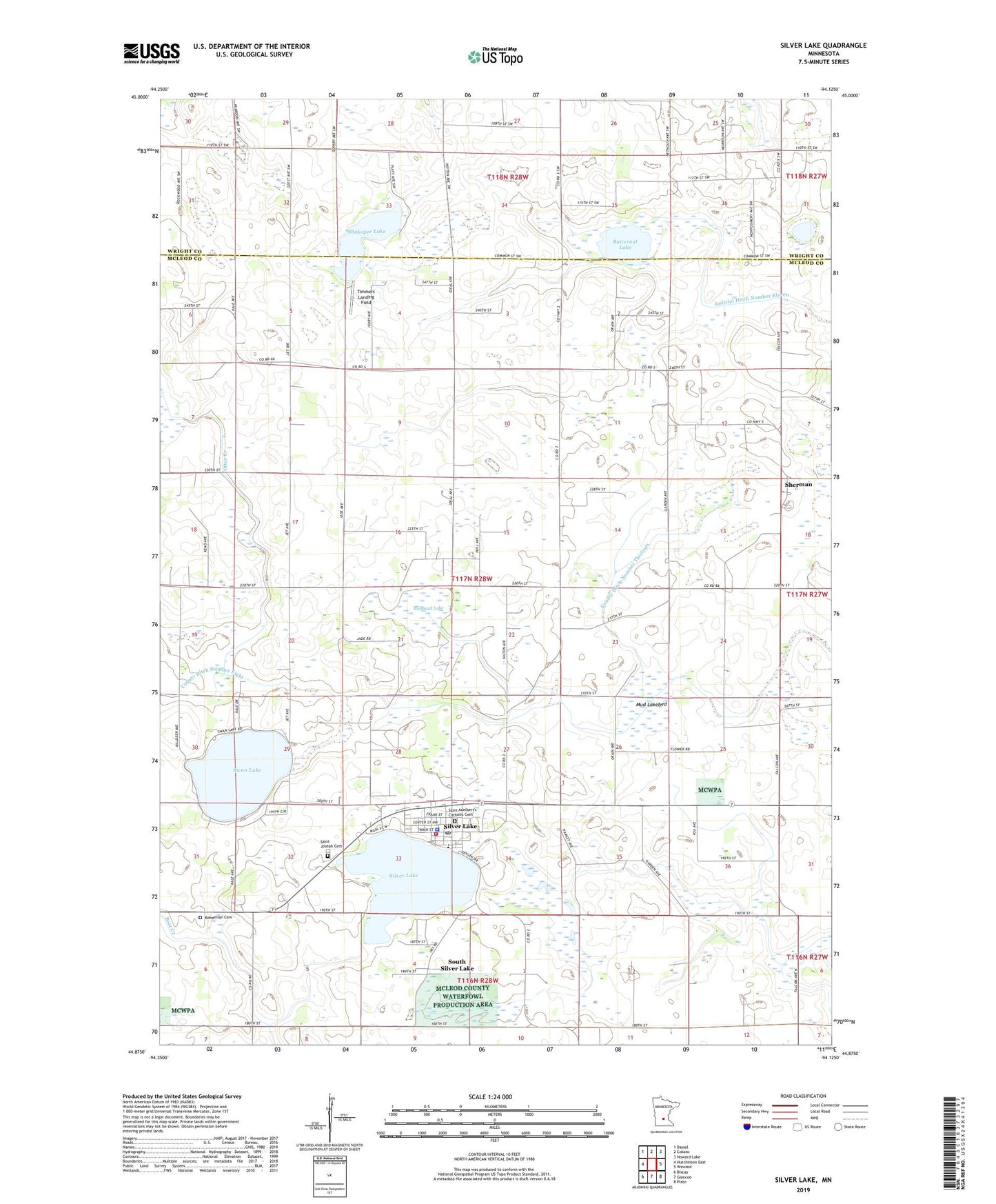 Silver Lake Minnesota US Topo Map Image