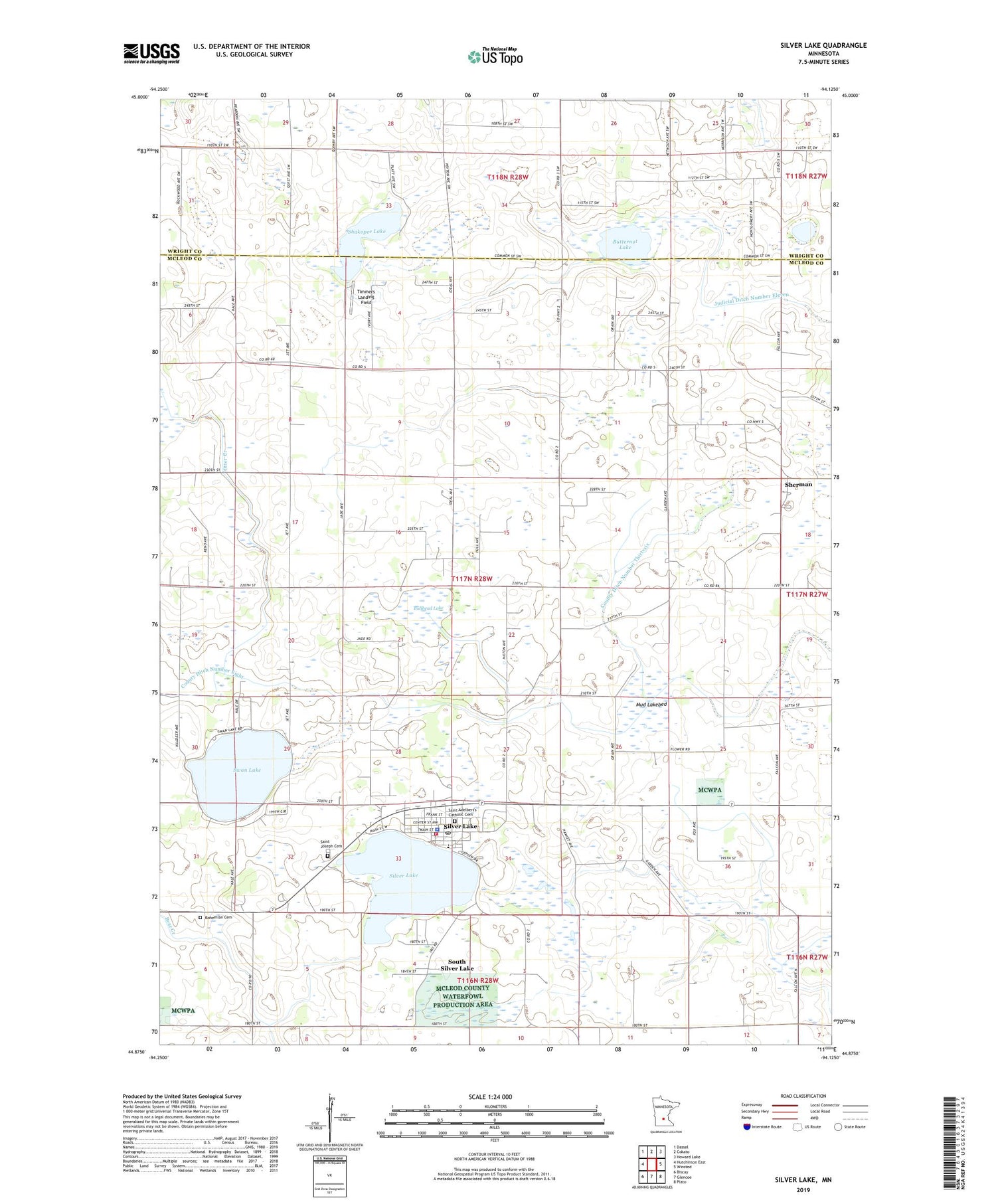 Silver Lake Minnesota US Topo Map Image