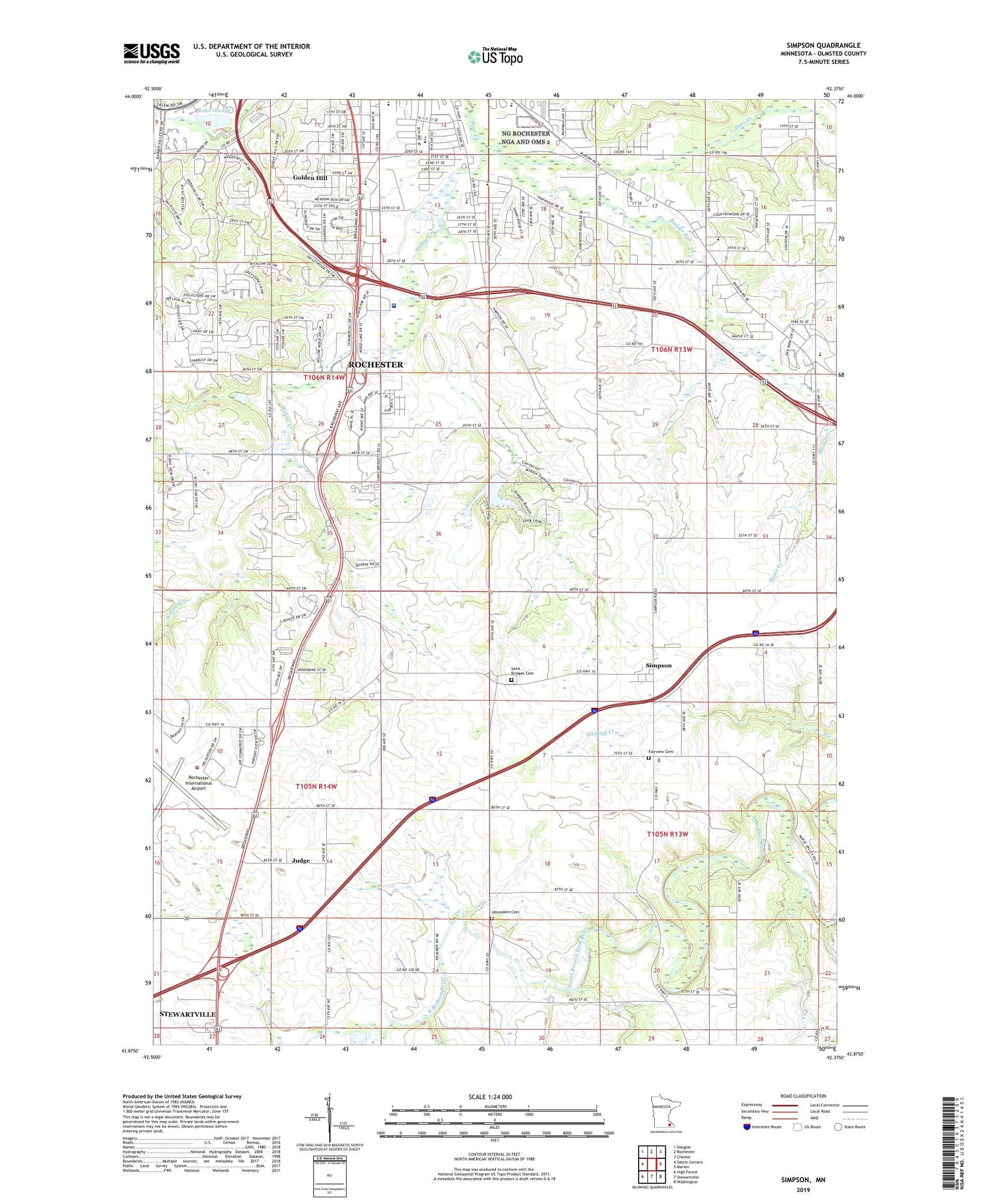 Simpson Minnesota US Topo Map Image