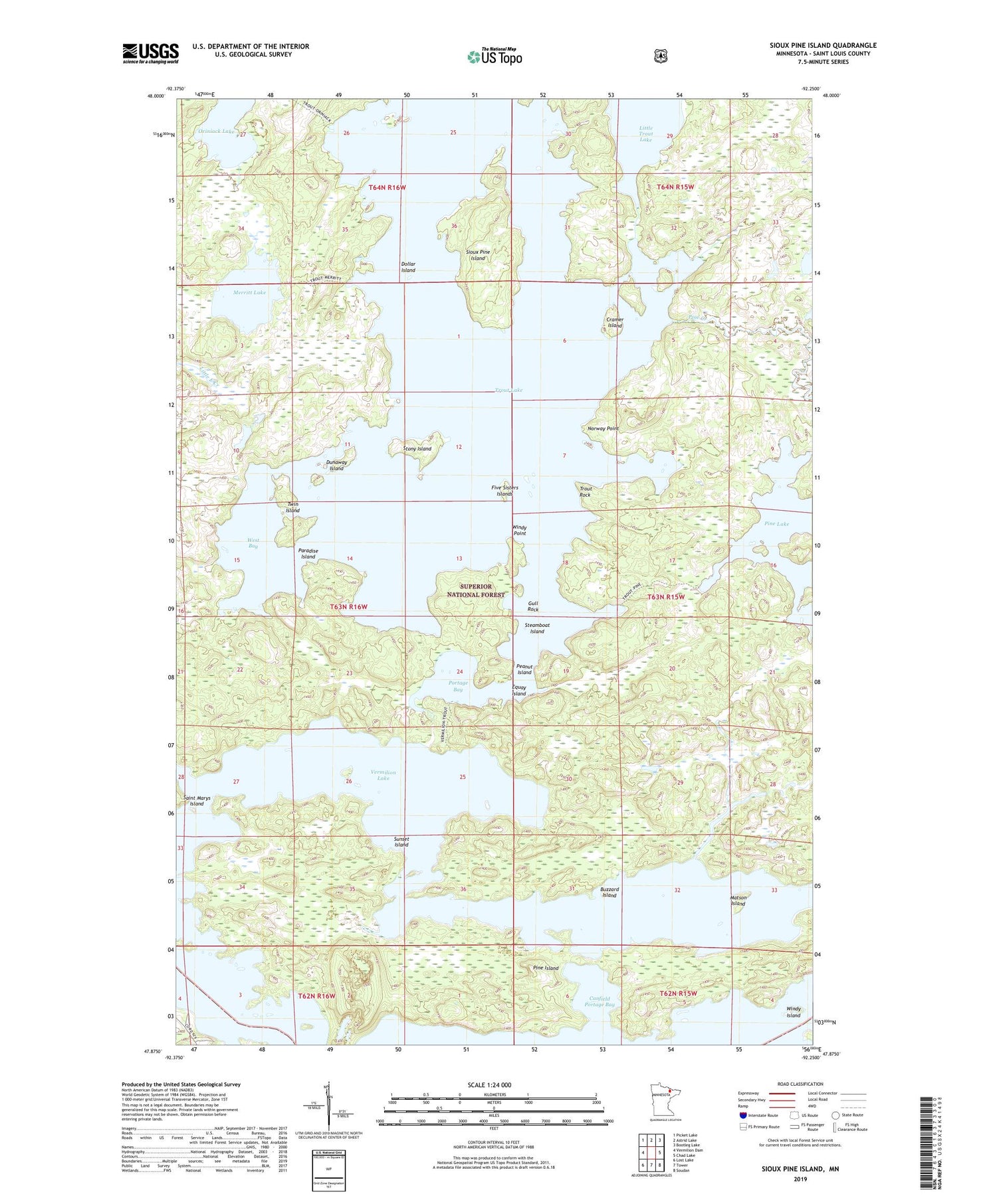 Sioux Pine Island Minnesota US Topo Map Image