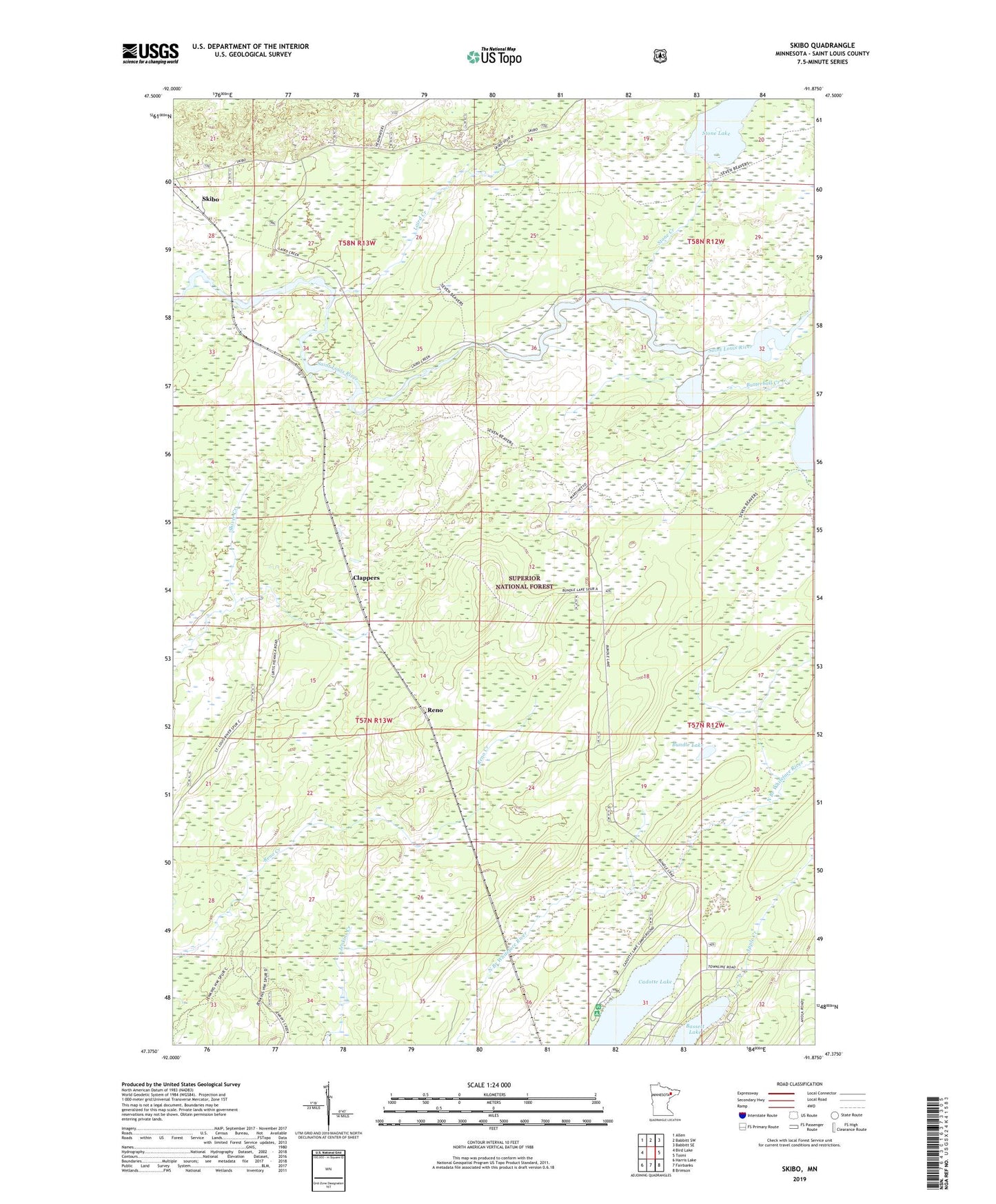 Skibo Minnesota US Topo Map Image