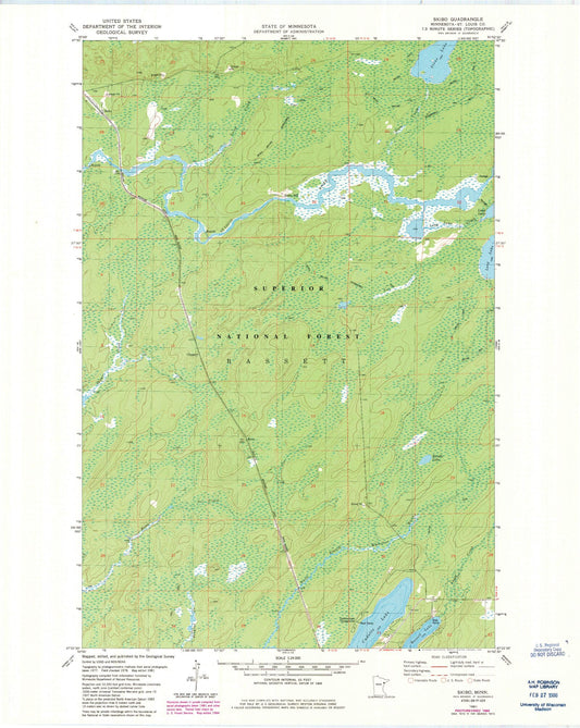 Classic USGS Skibo Minnesota 7.5'x7.5' Topo Map Image