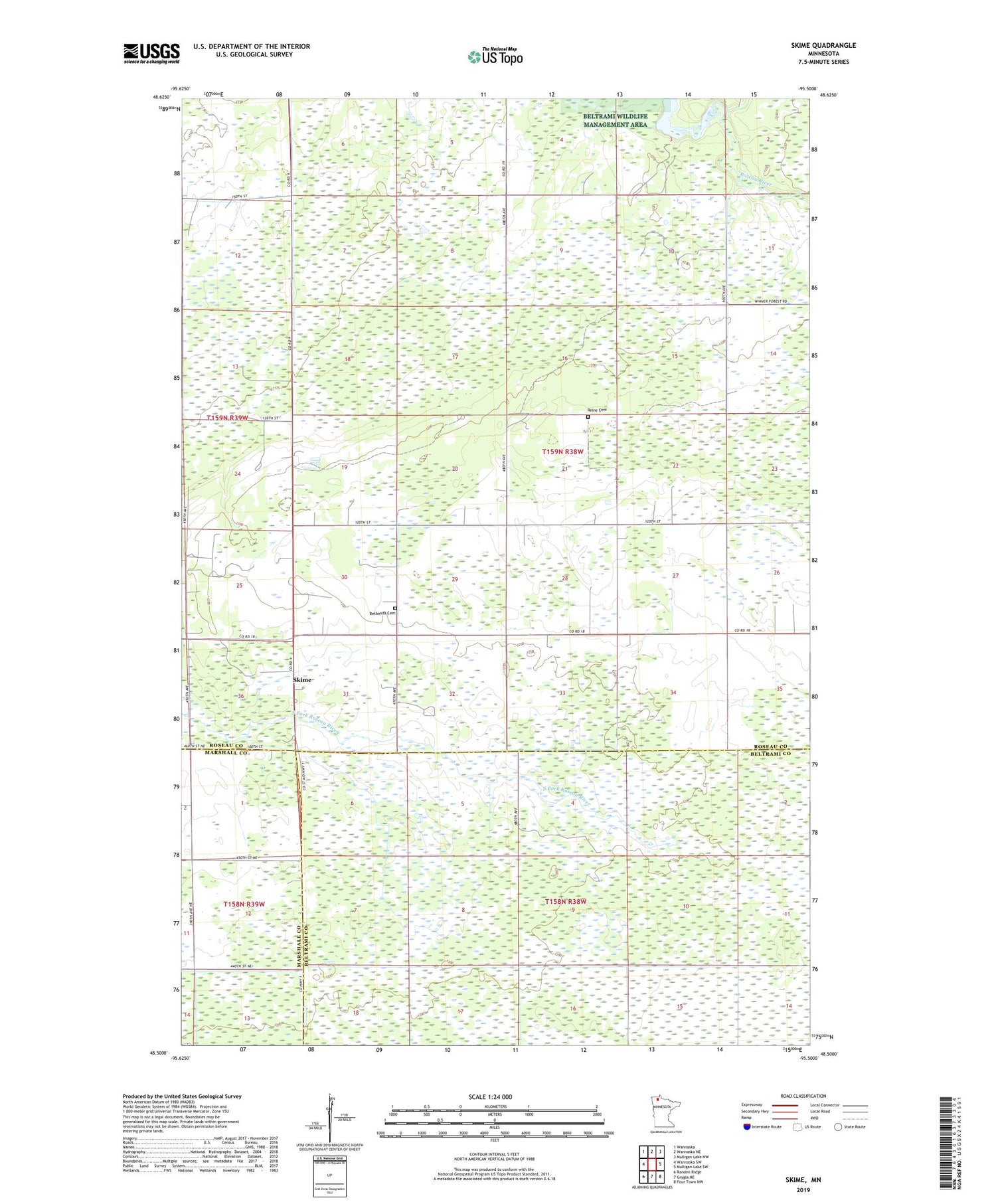 Skime Minnesota US Topo Map Image