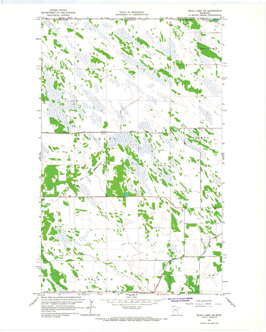 Classic USGS Skull Lake NE Minnesota 7.5'x7.5' Topo Map Image