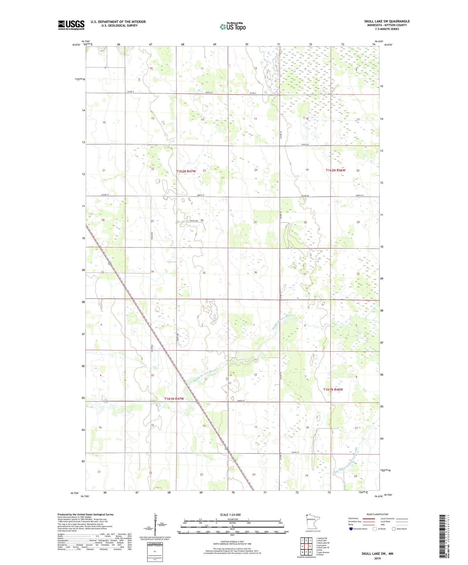 Skull Lake SW Minnesota US Topo Map Image