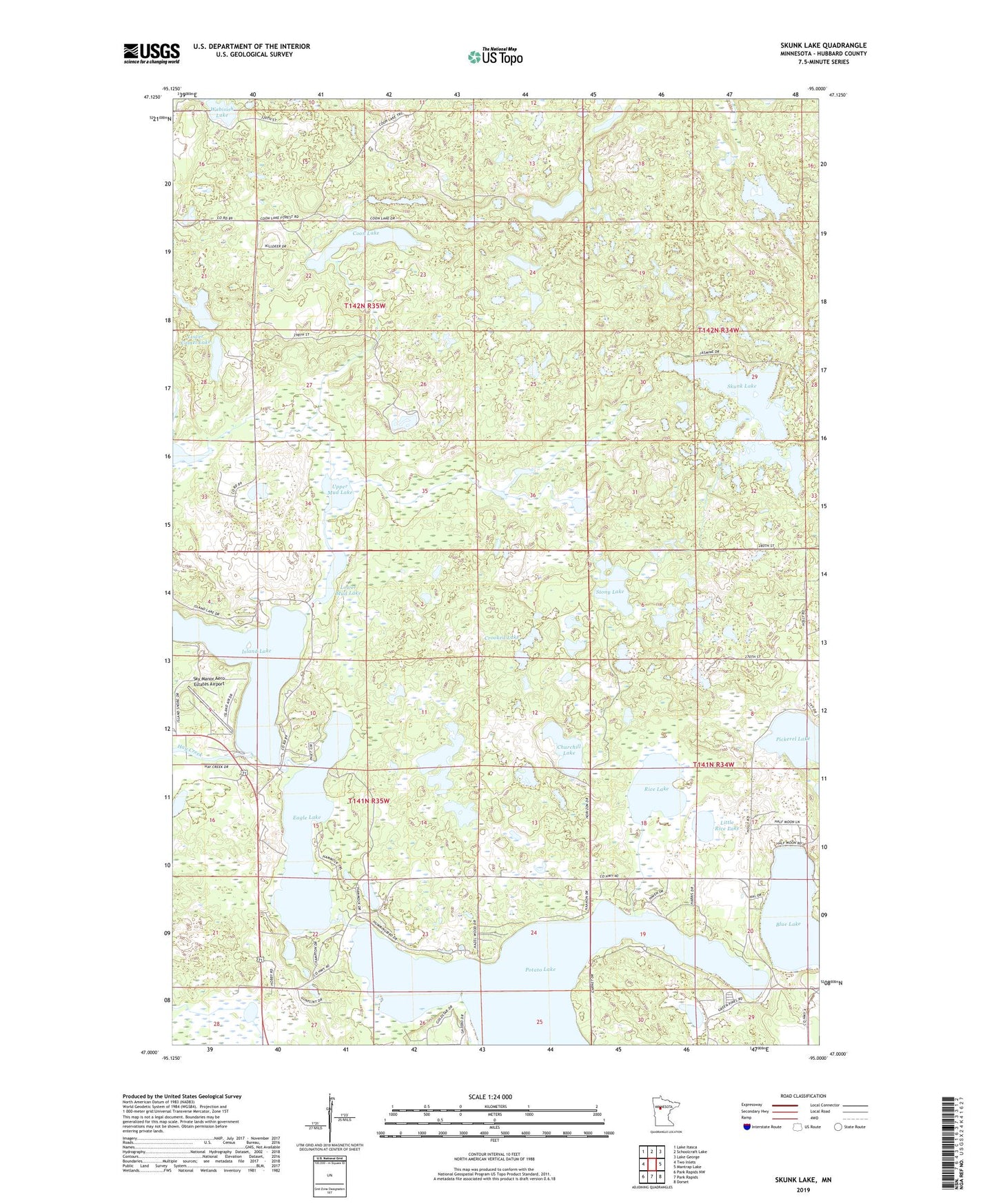 Skunk Lake Minnesota US Topo Map Image