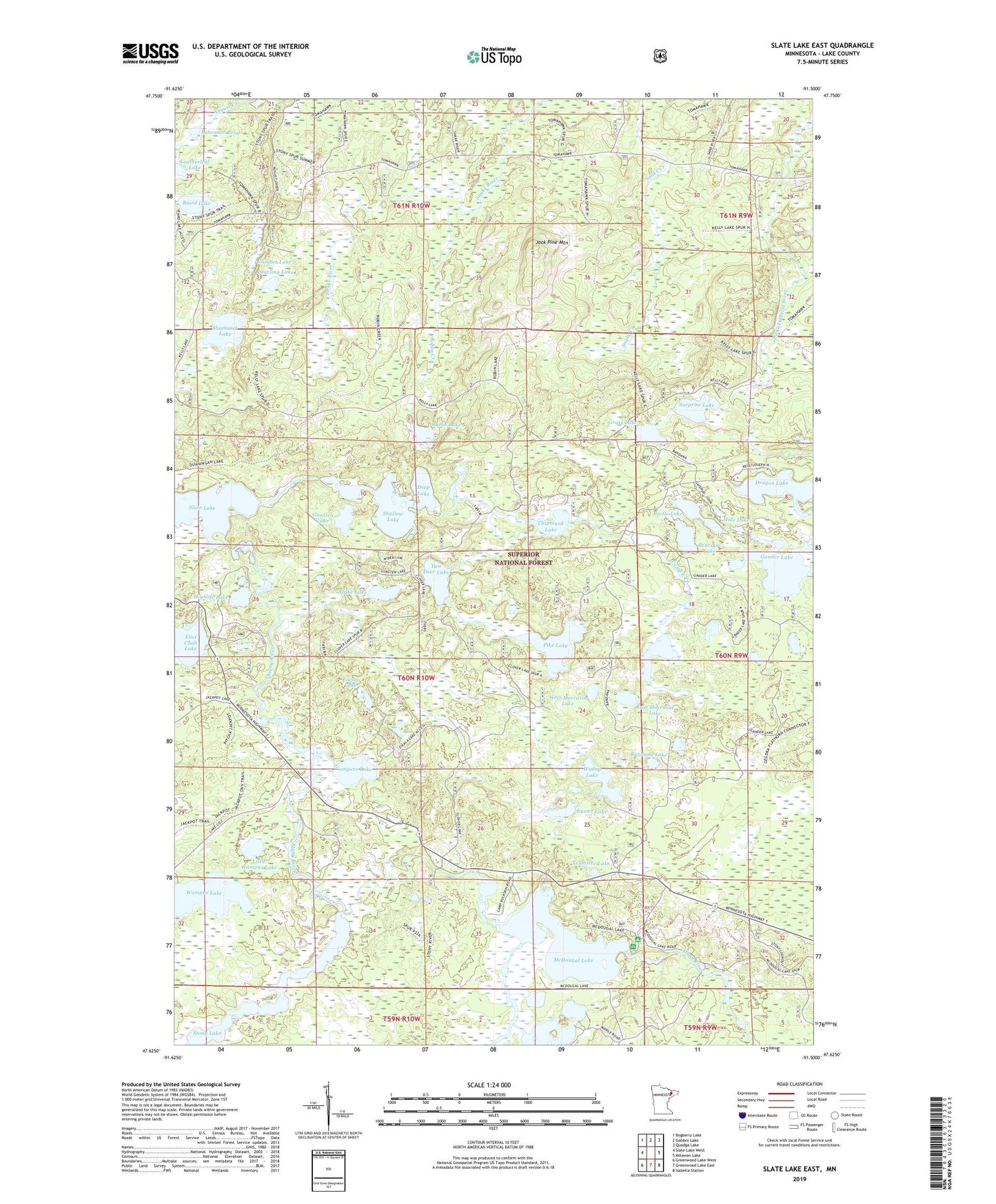 Slate Lake East Minnesota US Topo Map Image