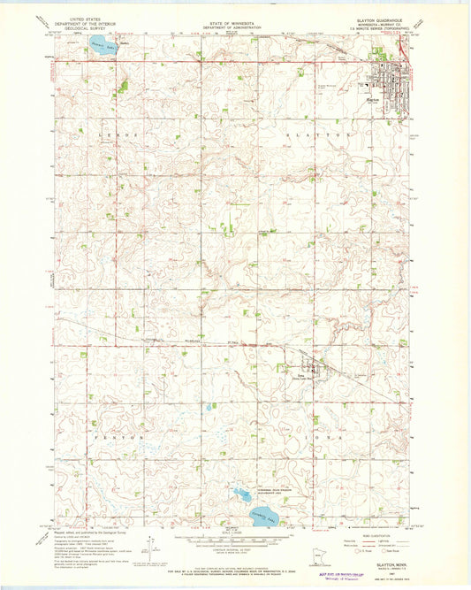 Classic USGS Slayton Minnesota 7.5'x7.5' Topo Map Image