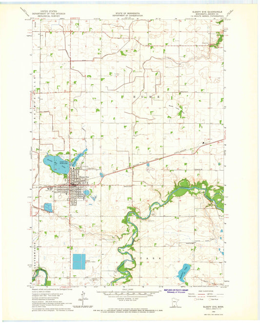 Classic USGS Sleepy Eye Minnesota 7.5'x7.5' Topo Map Image