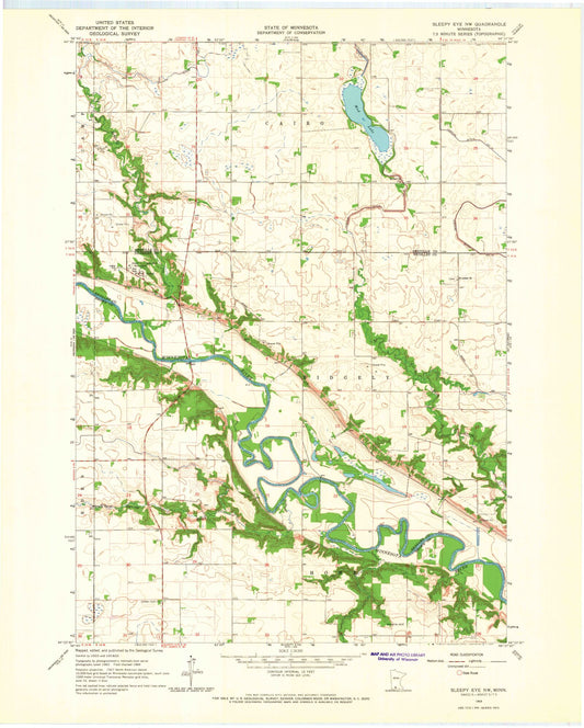 Classic USGS Sleepy Eye NW Minnesota 7.5'x7.5' Topo Map Image